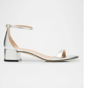 Stuart Weitzman Metallic Leather Ankle Strap Sandals